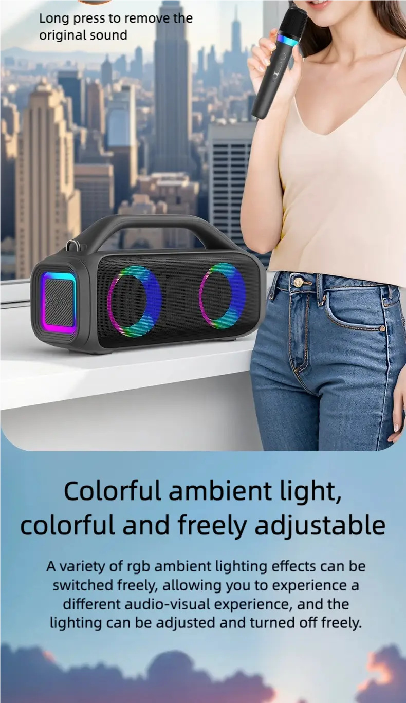 Karaoke Machine for Adults Portable Bluetooth Speaker with 2 Wireless Microphones Portable PA System with Disco Lights