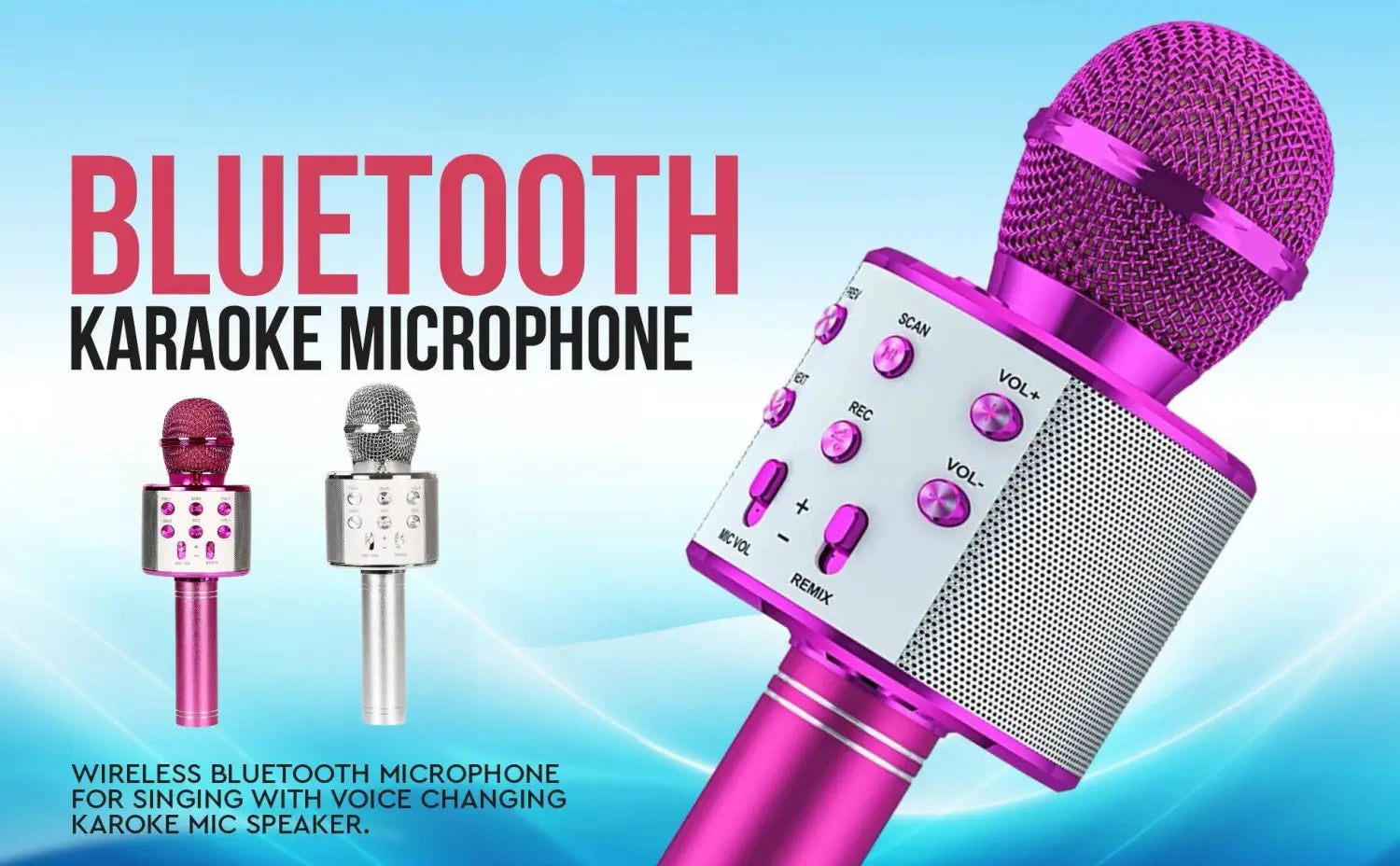 Wireless Karaoke Microphone Bluetooth Speaker Multi-Function Controls 5-in-1 portable Handheld Mic for singing For Party