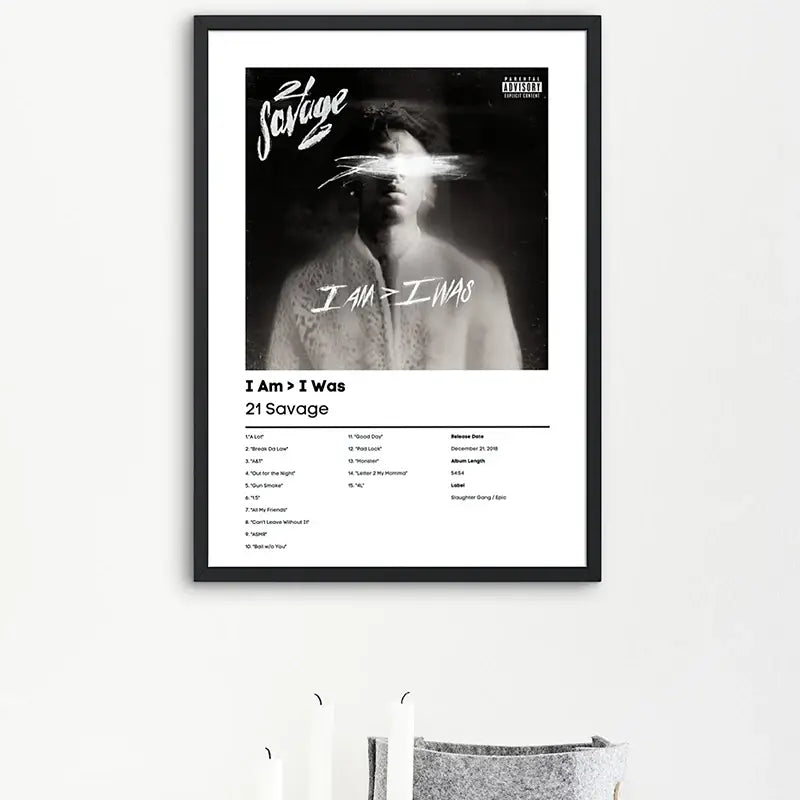Hip Hop Rapper 21 Savage I Am I Was Savage Music Album Art Poster Canvas Painting Wall Prints Picture Living Room Home Decor