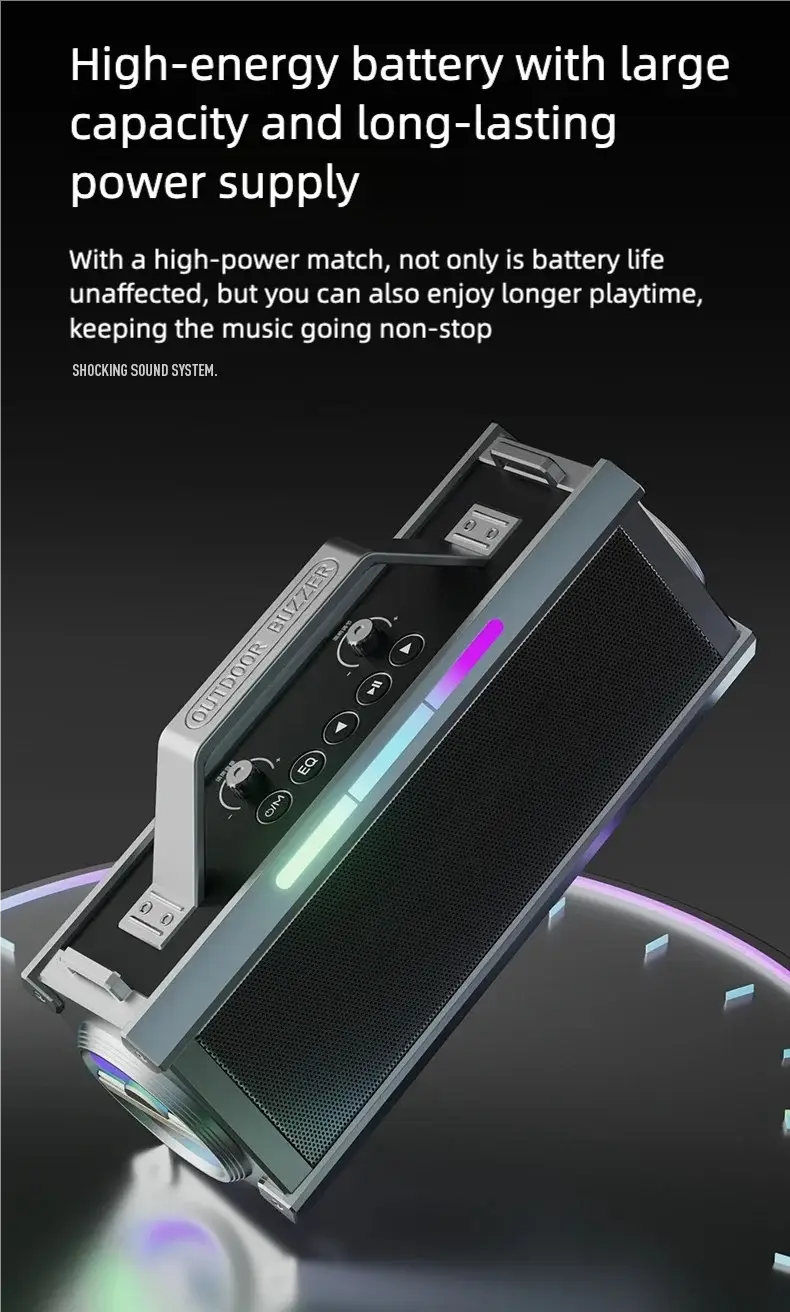 Portable Karaoke Machine with 2 Microphone Three Echo Levels Indoor and Outdoor Modes Deep Bass Supports AUX TF USB