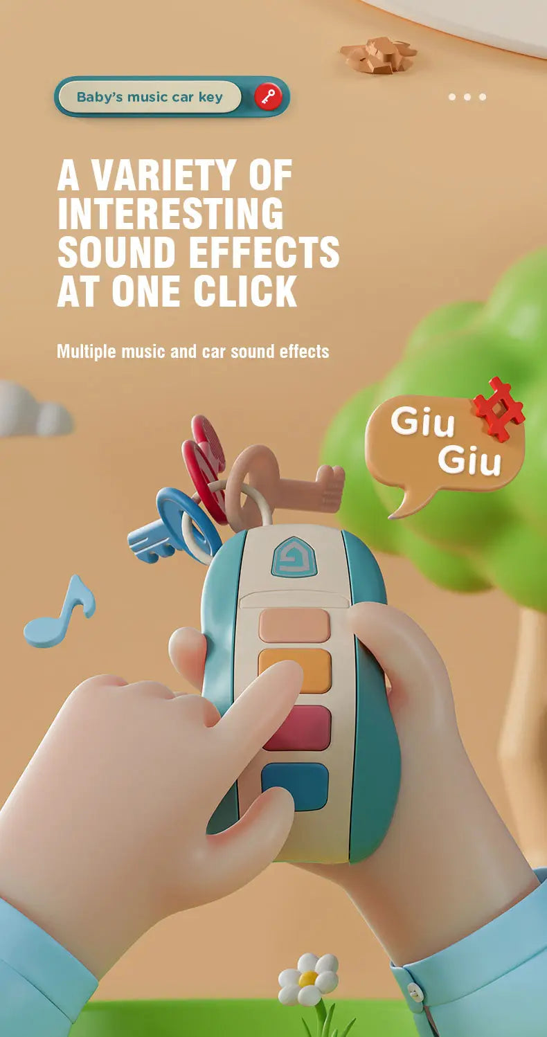 Music Car Key Baby Toys Pretend Play Simulated Car Key Smart Remote Car Voices Baby Educational Toys for Children Music Toy Gift