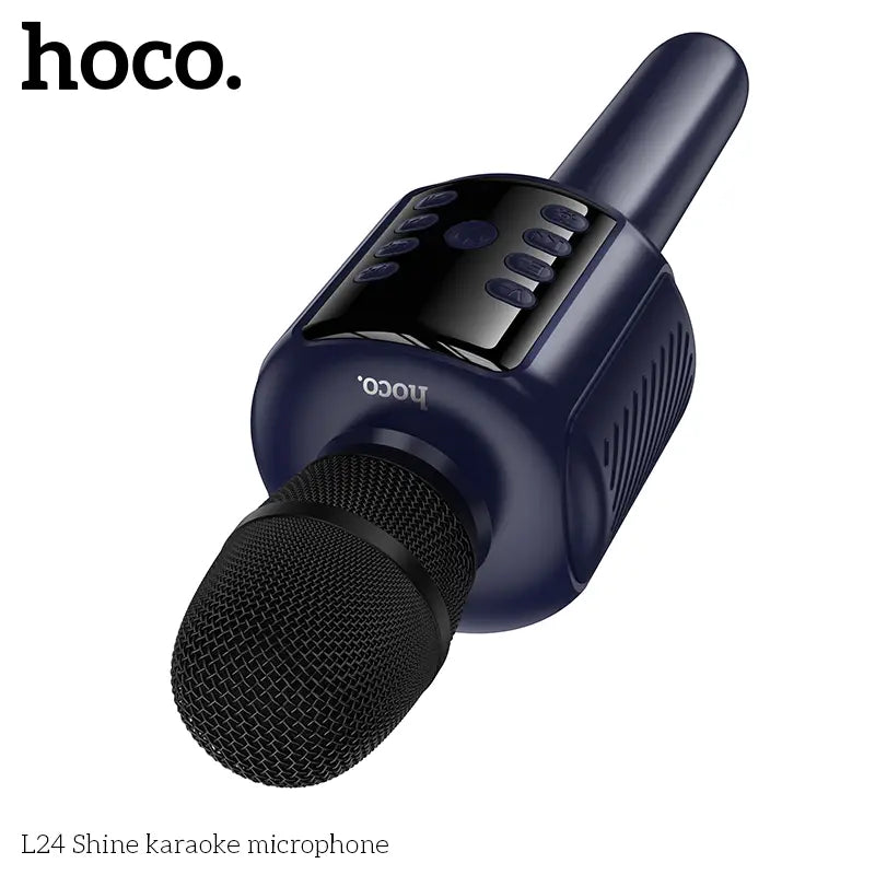 HOCO L24 Bluetooth 5.0 Karaoke Microphone Built-in 52mm Spearker Unit 5W Power Support USB Flash Drive TF card AUX Playback