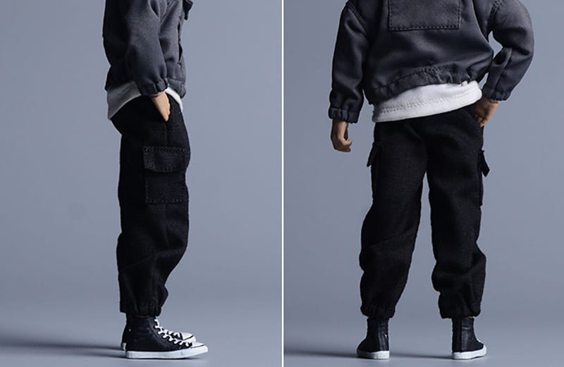 1/12 Male Hip Hop Casual Fashion Loose Street Cargo Pants Trousers With Pockets Half Zipper Pullover For 6’’ Action Figure Body