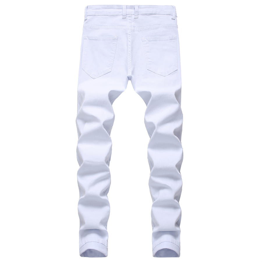 2026 New Men’s Casual Jeans Trendy Red Hip Hop Holes Slim Denim Pants Ripped Trousers Versatile Stretch Distressed Pants Male