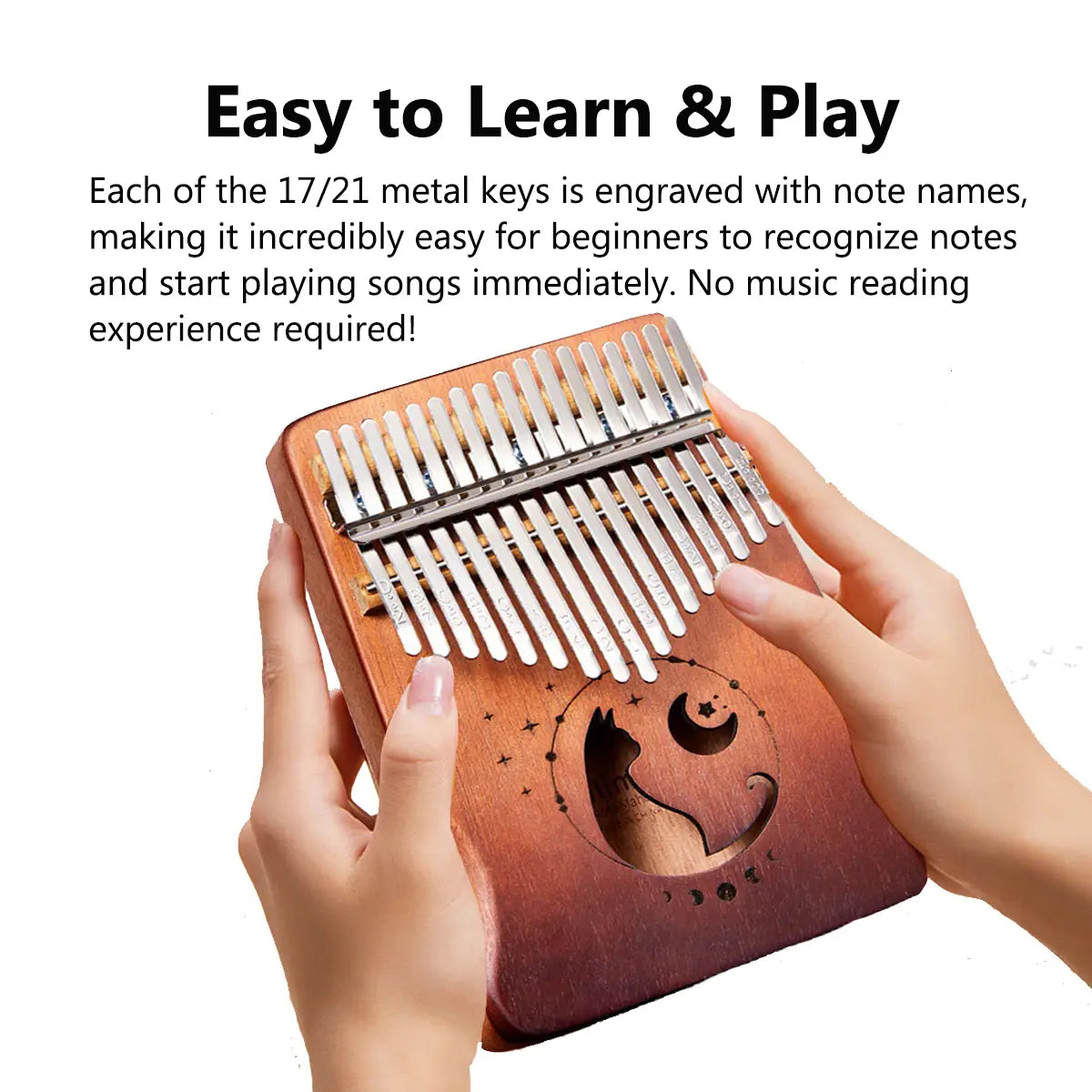 Miwayer 17/21 Keys Cat Kalimba Thumb Piano Mahogany Wood Beginner Musical Instrument with Bag & Tuning Kit