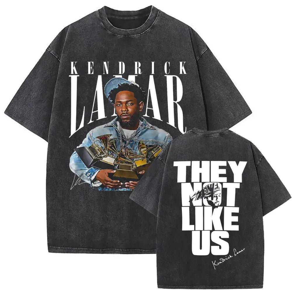 Limited Rapper Kendrick Lamar They Not Like Us Washed Vintage T-shirt Summer Men Women Hip Hop Oversized Street Crewneck T Shirt