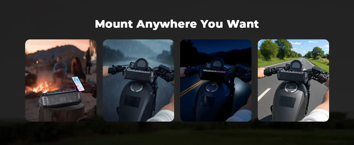 Motorcycle Speaker Waterproof USB AUX Music Player LED Ambient Lighting for 7/8-1.25 Handlebar ATV UTV Accessories Equipments