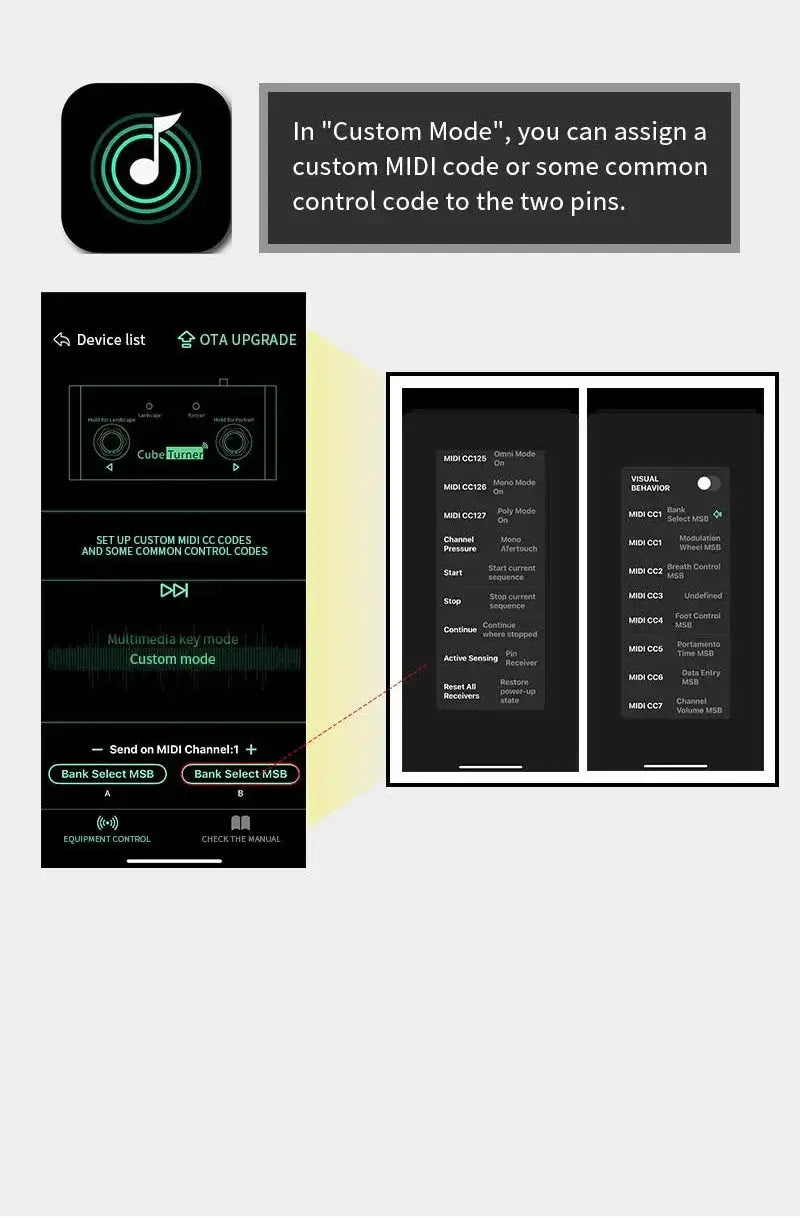 M-VAVE Cube Turner Wireless Page Turner Pedal Rechargeable Music Sheet Supports Looper Connection Compatible Guitar Pedal Parts