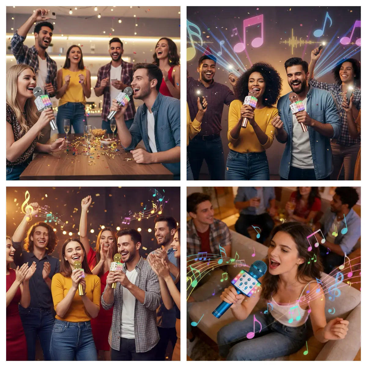 Karaoke Microphone for Kids & Adults - Bluetooth Mic Singing Mic with Disco Lights Built-in Speaker Player for Party Gifts