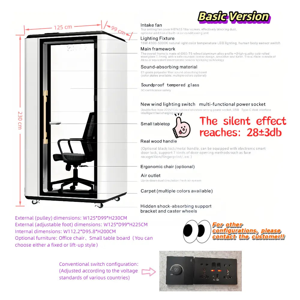 Soundproof pod Sofa Phone booth Conference pod Music recording studio Booth Office pod Movable conference sound booth