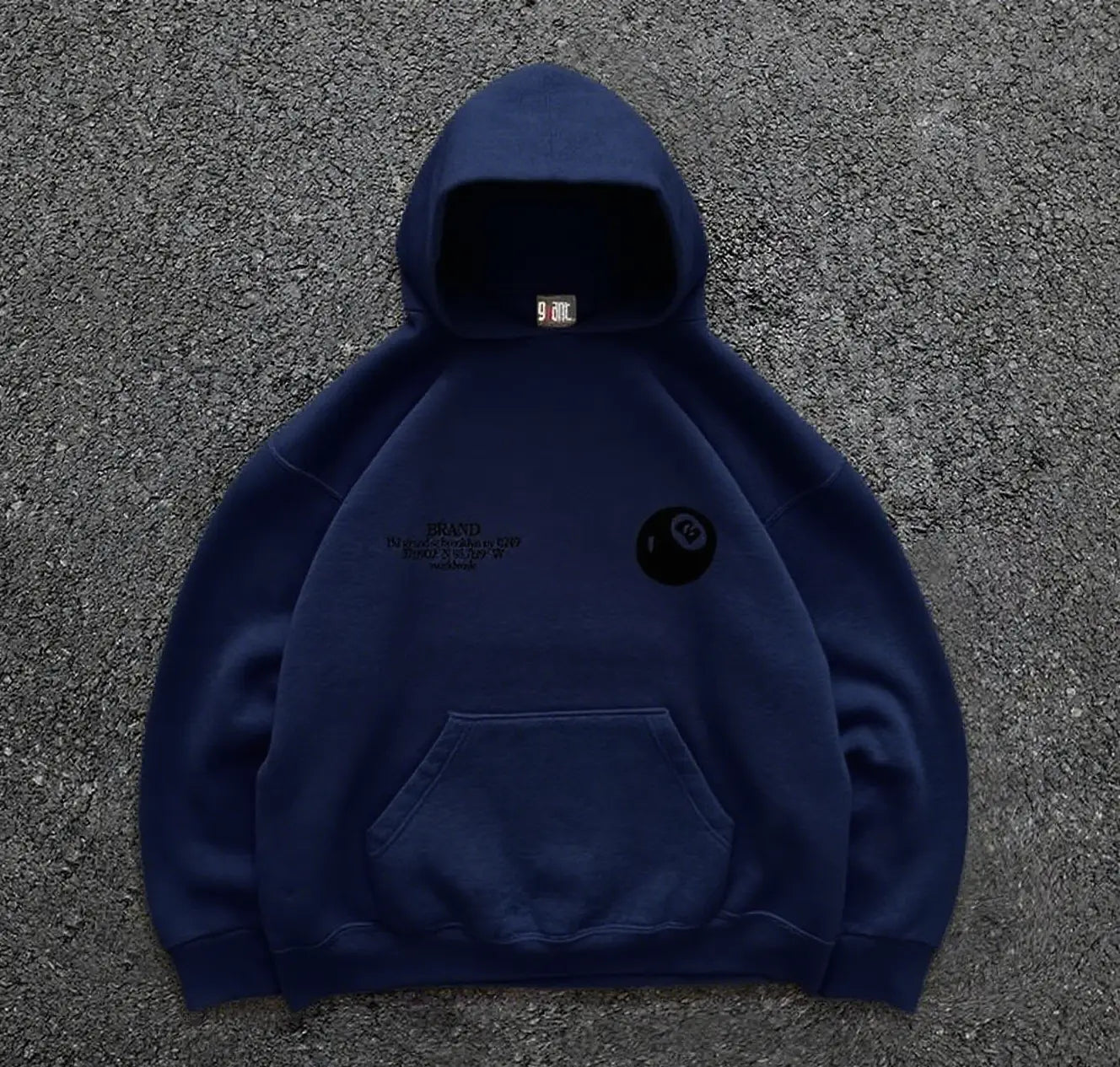 Retro 8-ball pattern hooded men’s streetwear,oversized pullover casual and fashionable sportswear daily wear and hip-hop style