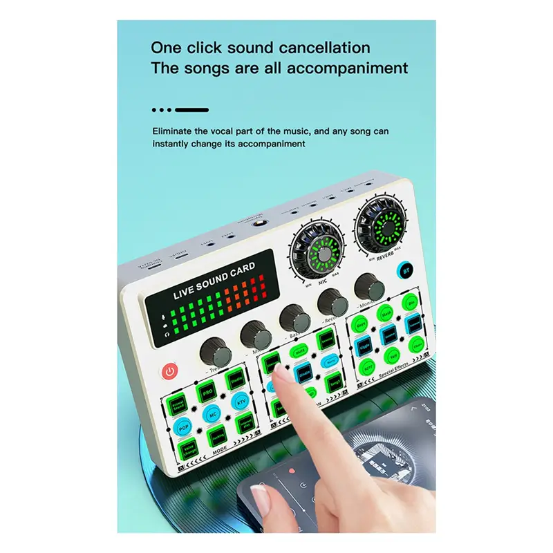 A06F-Dedicated Sound Card V99 Live Mobile Karaoke Recording Singing Computer Podcast Sound Card Mixer Equipment
