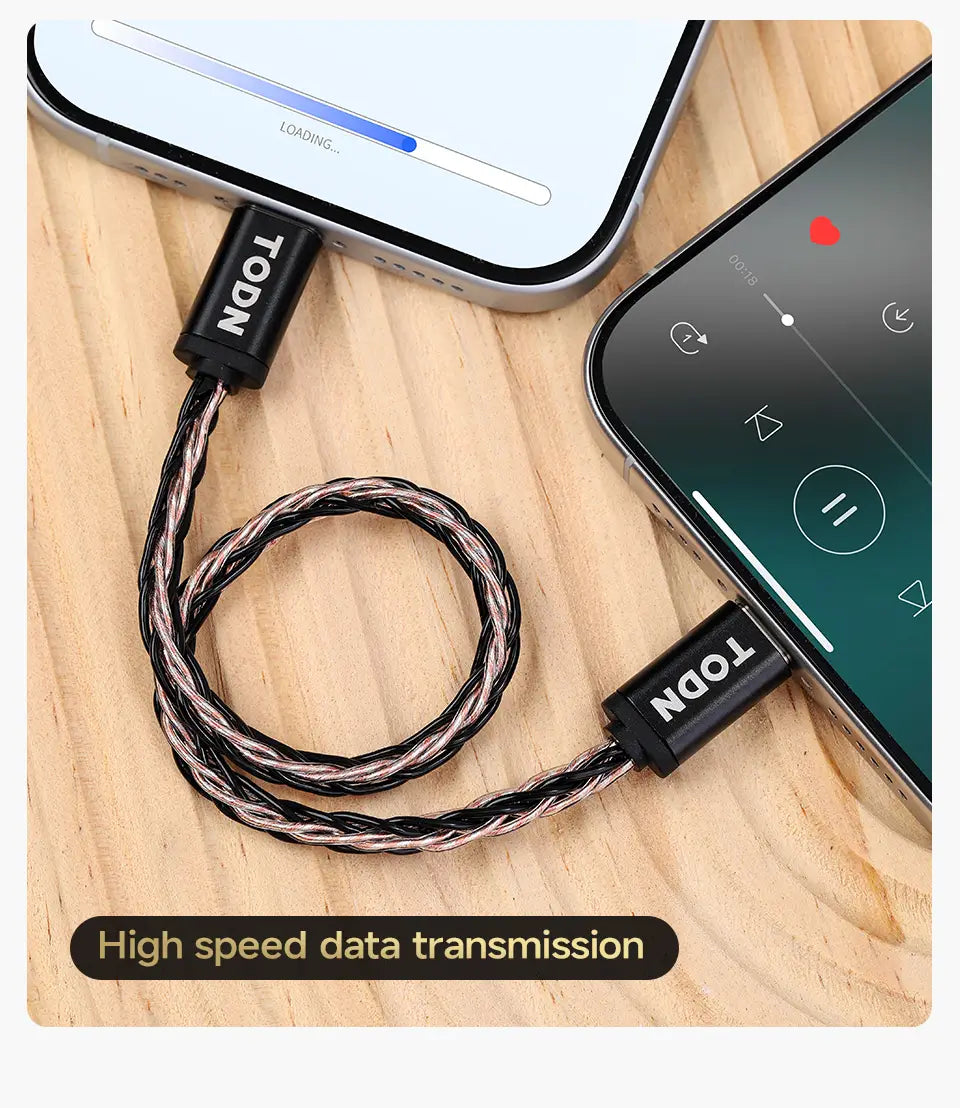 TODN OTG Audio Cable Hifi USB Cable Type C To C OFC Silver-plated HiFi Portable DAC Heaphone Amplifier