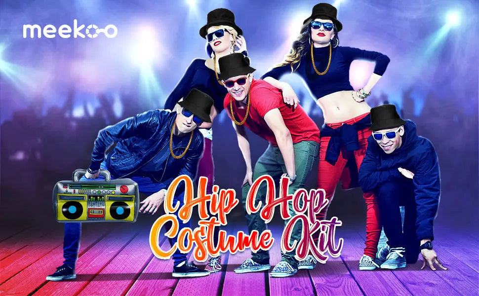 PESENAR Hip Hop Costume Kit Hat Sunglasses Gold Chain 80s/ 90s Rapper Accessories