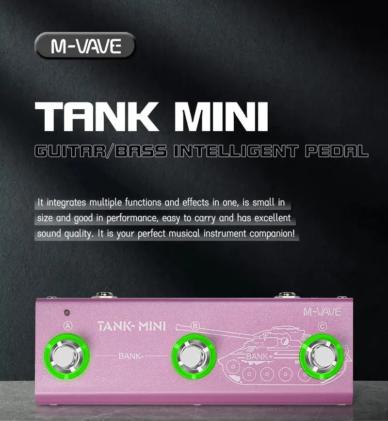 M-vave Tank Mini Multic Effect Guitar Pedal,Support IR and OTG Recording,Built-in Cab,Amp,Mod,FX,Delay and Reverb Effects