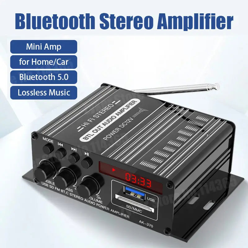 AK35 800W Home Power Amplifiers 2 Channel Bluetooth 5.0 Surround Sound FM USB Remote Control Mini HIFI Digital Amplifier Stereo