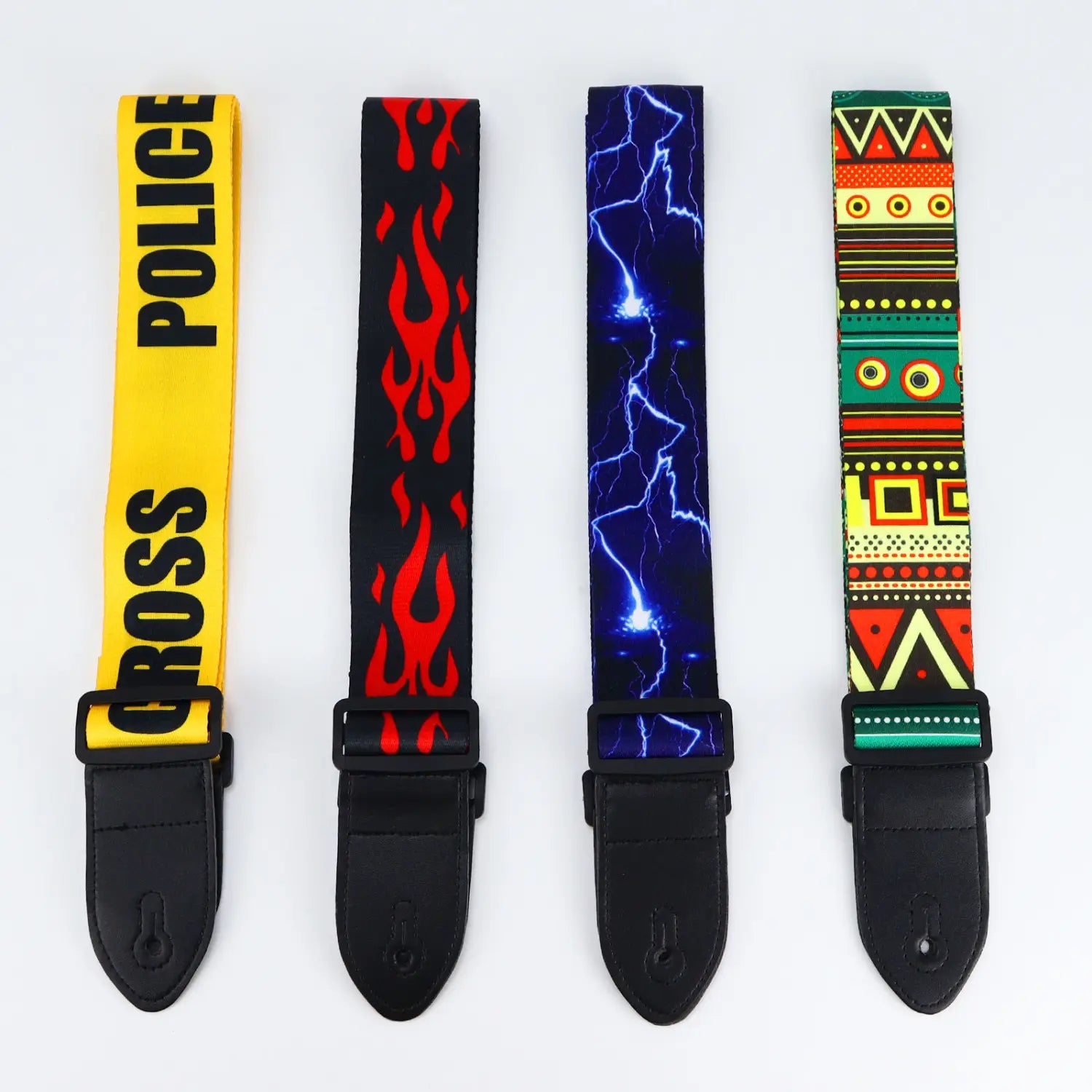Premium Woodgrain Leather Guitar Strap - Fits Classical Electric & Bass Guitars - Adjustable Comfortable & Stylish