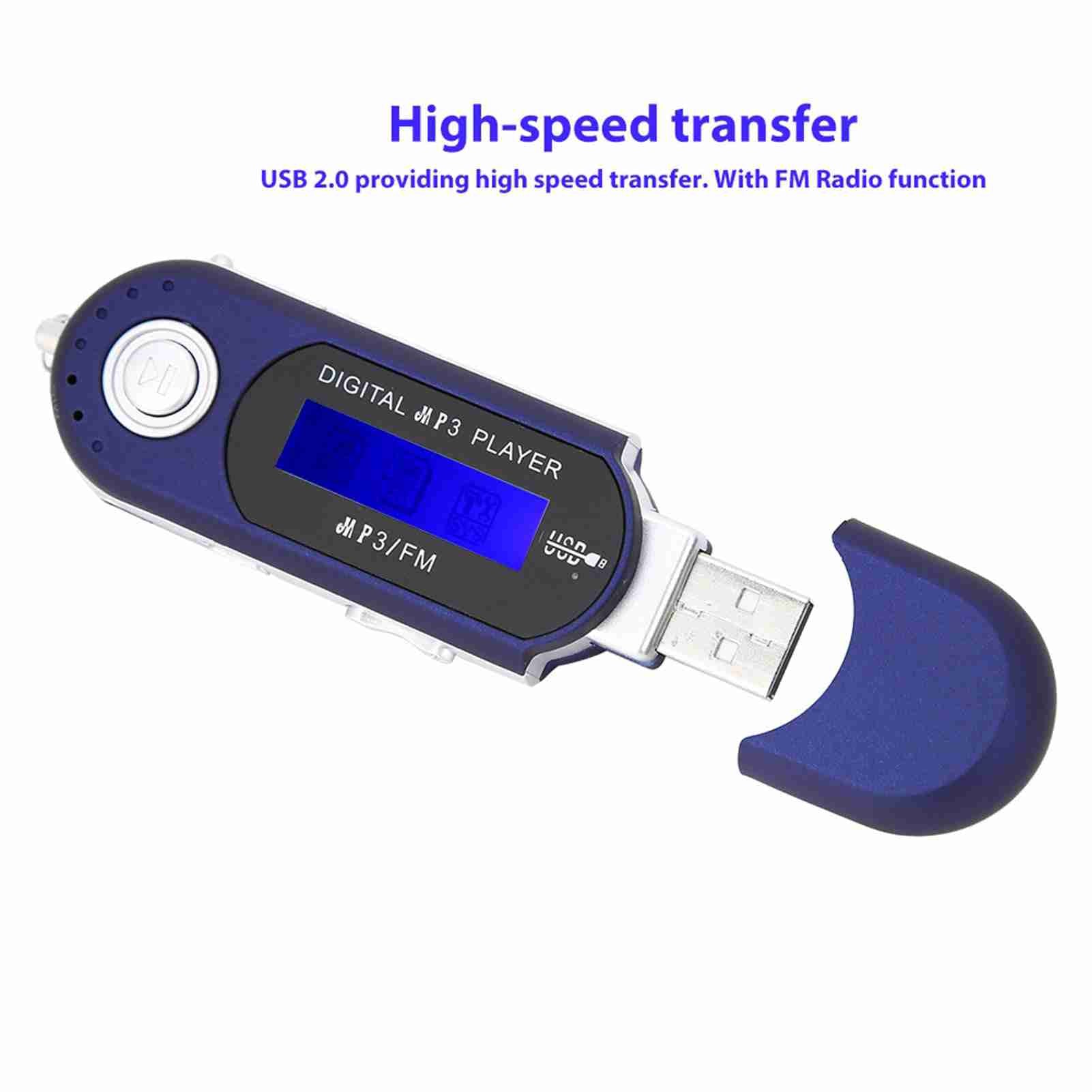 Portable Music MP3 USB Player with LCD Screen Voice (Black Blue White)