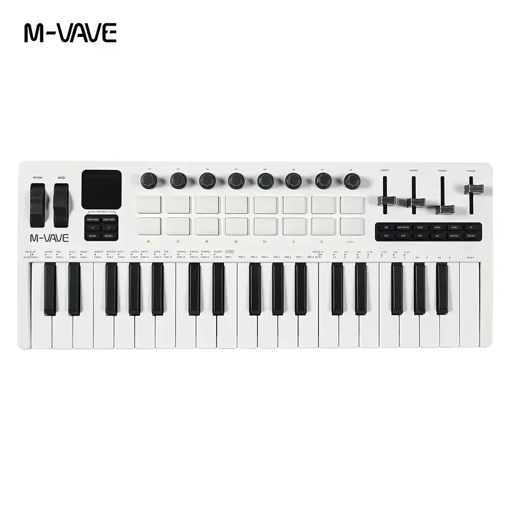 M-VAVE SMK-37 PRO MIDI Keyboard w/16 RGB Pads,8 Knobs & Wireless Bluetooth|Velocity-Sensitive Keys,Synth Engine/Music Production