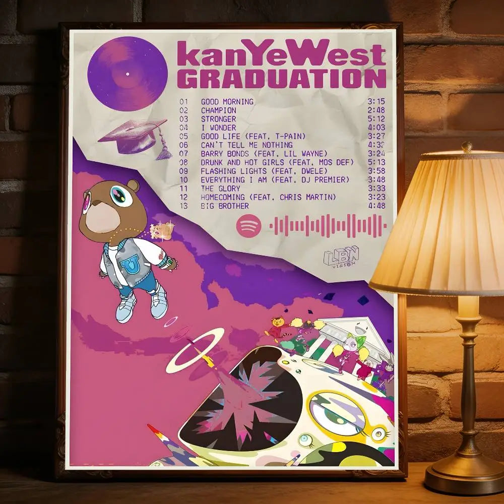 Rapper K-Kanye West Music Album Premium Self Adhesive Poster HD Print Removable Wall Decal For Home & Commercial Decor