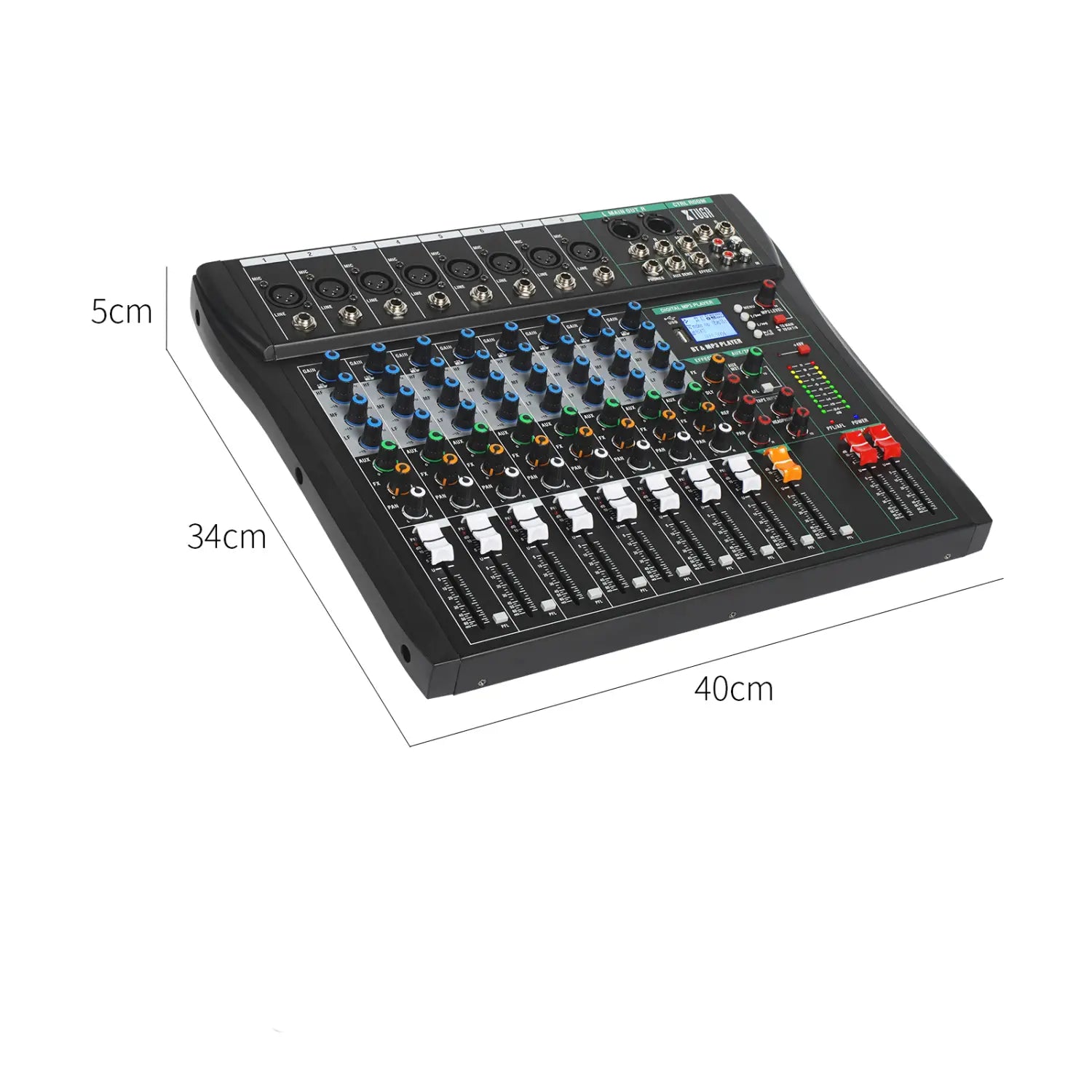 Audio Mixer CT 8 Channel Sound Board Mixing Console Audio Interface PC USB Bluetooth Phantom Digital Effect DJ Live Studio Stage