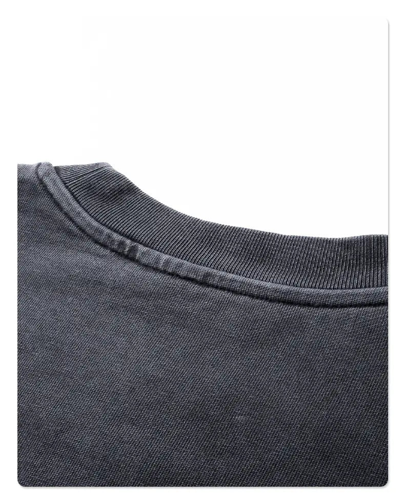 2024 Hip Hop Retro Fake Two Piece Rough Edge Round Neck Long Sleeve T-shirt for Men Washing Streetwear Trendy Baggy Tshirts Y2k