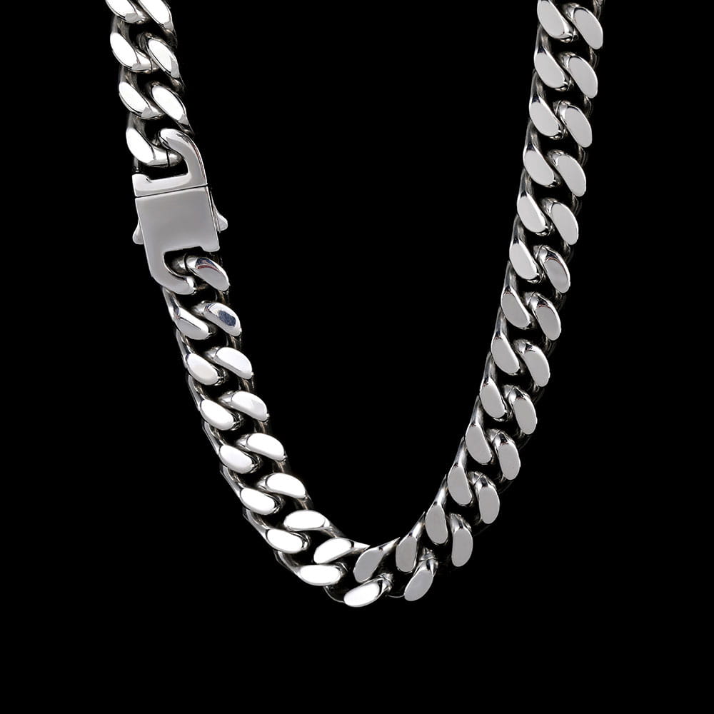 Wholesale Hip Hop Jewelry Stainless Steel Men Flat 4 Side Curb Cuban Link Chain Necklace For Men Drop Shipping