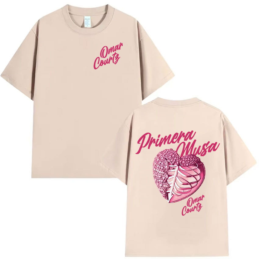 Rapper Omar Courtz Primera Musa 2025 Heart Graphic T-shirt Mens Clothing Hip Hop T Shirt Summer Top Oversized Tshirts Streetwear