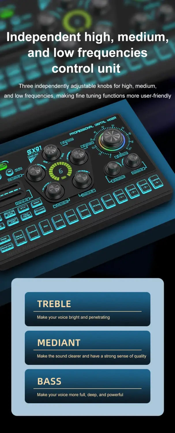 SX91 Sound Card USB Sound Mixer Professional Audio Mixing Console Amplifier For Live Sing PC Computer Laptop Cellphone