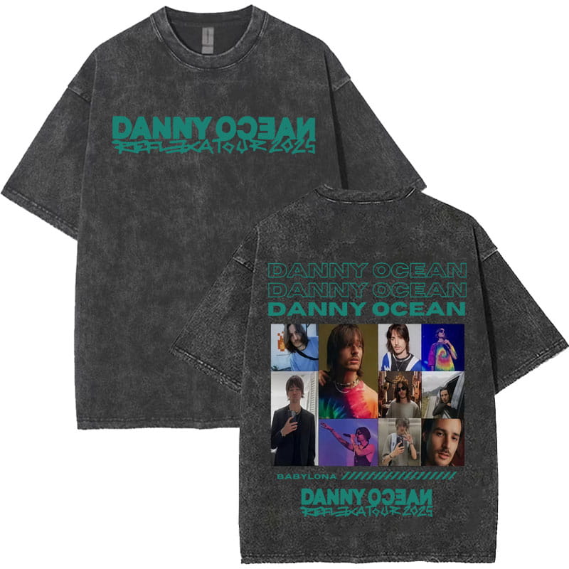 Rapper Danny Ocean Harajuku Letters Print Merch Vintage Washed T-Shirt Mens Hip Hop Crewneck Casual Y2K Tshirts Unisex Teenagers