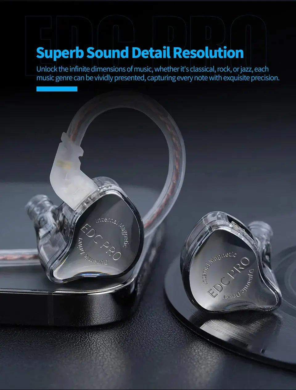 New KZ EDC PRO HIFI 3.5MM AUX Wired Earphone Dynamic High Performance Monitor In-Ear Earbuds Detachable Cable Harman EDXPRO Lite