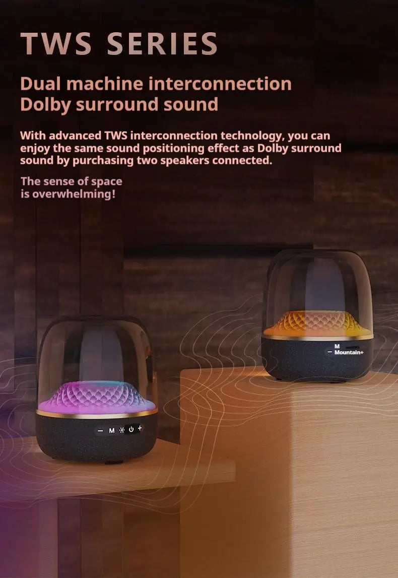 High Power Bass Sound Box 9D Surround Sound Column Aura Studio 4 Pro Full Screen Transparent Bluetooth Speaker TWS/TF