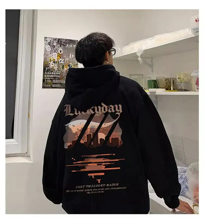 New Hip Hop Graphic Pullover Hoodies For Men Cotton Fleece Vintage Hooded Sweatshirts Y2K Streetwear Loose Hoodie Clothing