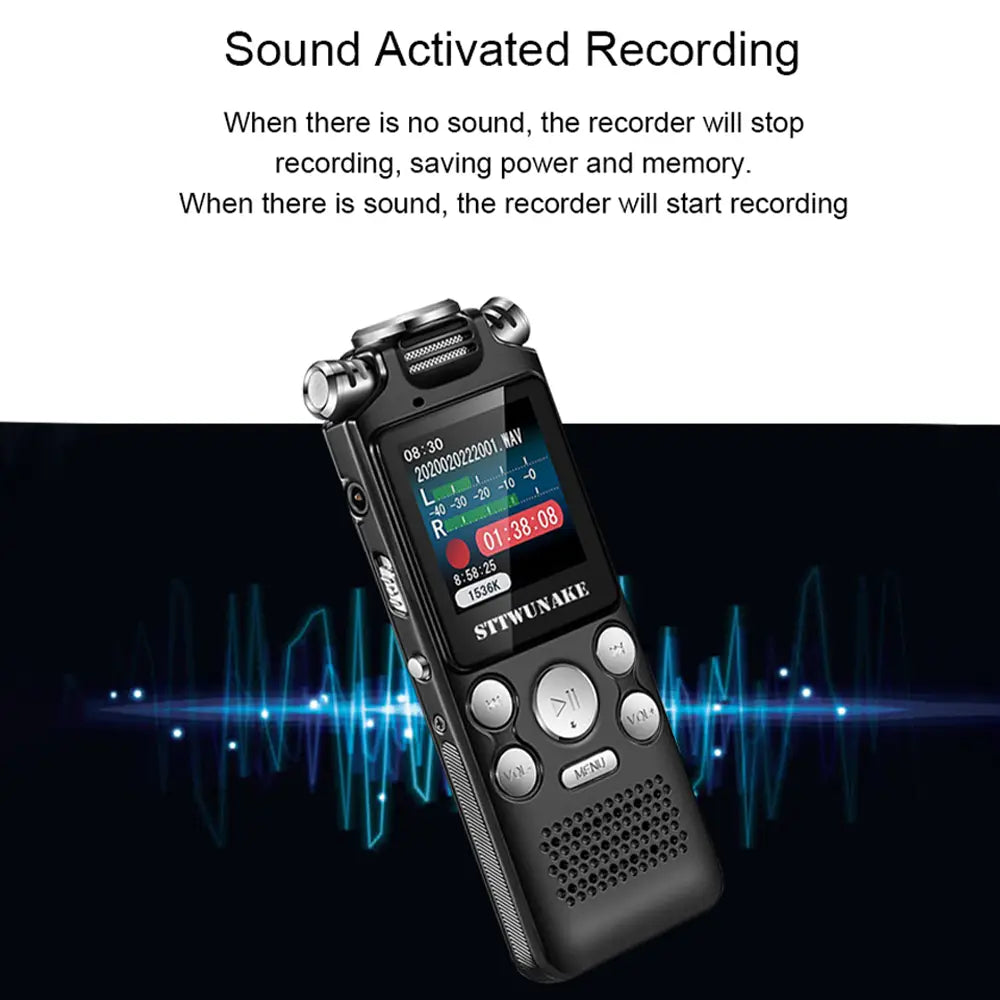 Professional Voice Activated Digital Audio Voice Recorder 8GB 16GB 32G Noise Cancelling Recording PCM Support OTG WAV MP3 Player
