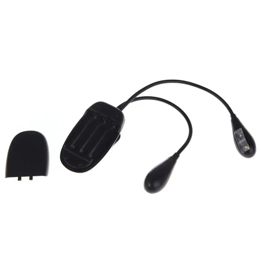 Clip-on 2 Dual Arms 4 LED Book Music Stand Light Lamp Black for Piano Violin Musical Instruments Performance