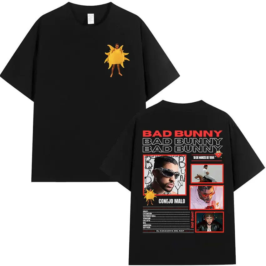 Rapper Bad Bunny Tour 2026 Album Merch T Shirts Debi Tirar Mas Fotos DTMF Graphics T-shirts Unisex Hip Hop Oversized Cotton Tees