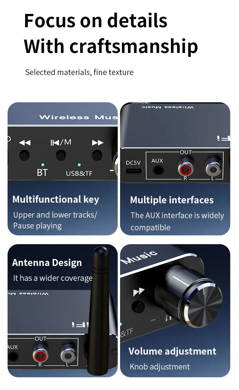 2 IN 1 Bluetooth 5.4 Audio Transmitter Receiver 3.5MM AUX RCA USB U-Disk HIFI Stereo Music Wireless Adapter DSP Decoding