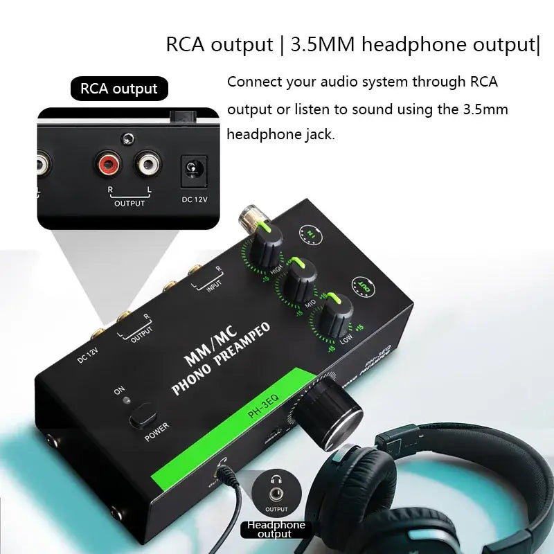 Versatile Turntable Amplifier Professional MM MCs Phonoes Preamp With Adjustable 3 Band EQs For Vinyls Record Player Systems