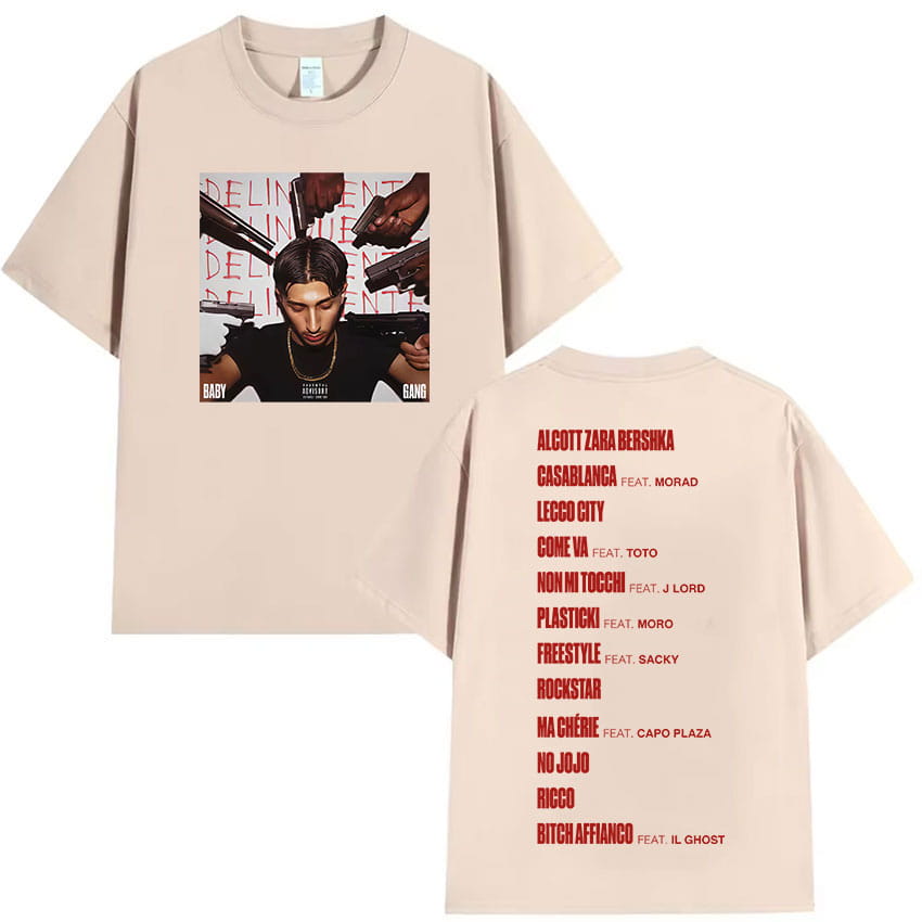 Rappeur Baby Gang Tour New Album Cover T-shirt Mens Hip Hop Gothic Short Sleeve T Shirt Fashion Pop Music Cotton Tees Streetwear