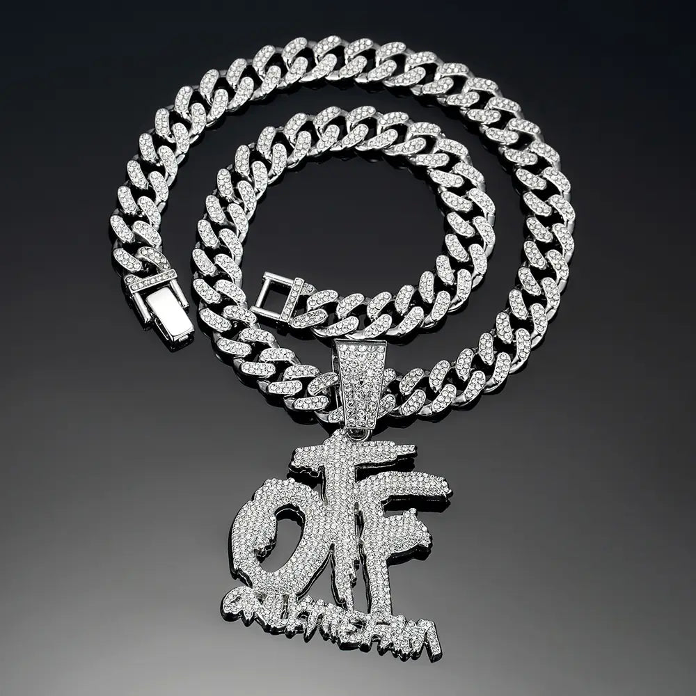 Hip Hop Fashion English Letter OTF Pendant Cuban Chain Necklace Suitable For Daily Wear By Men And Women Rock Party Jewelry