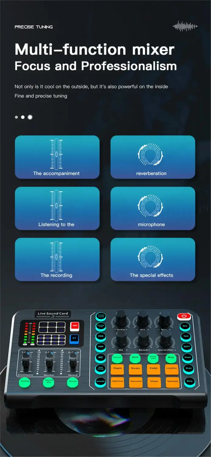 M6 Sound Card Audio Mixer for Live Broadcast Karaoke Live Broadcast Equipment for Game Singing Voice Podcast Live Streaming