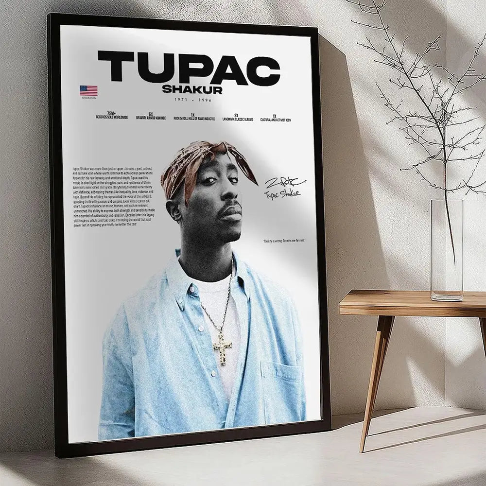Pop Rapper Legends Poster And Prints Tupac Biggie Smalls Portrait Signature Wall Art Snoop Dogg 50 Cent Canvas Painting