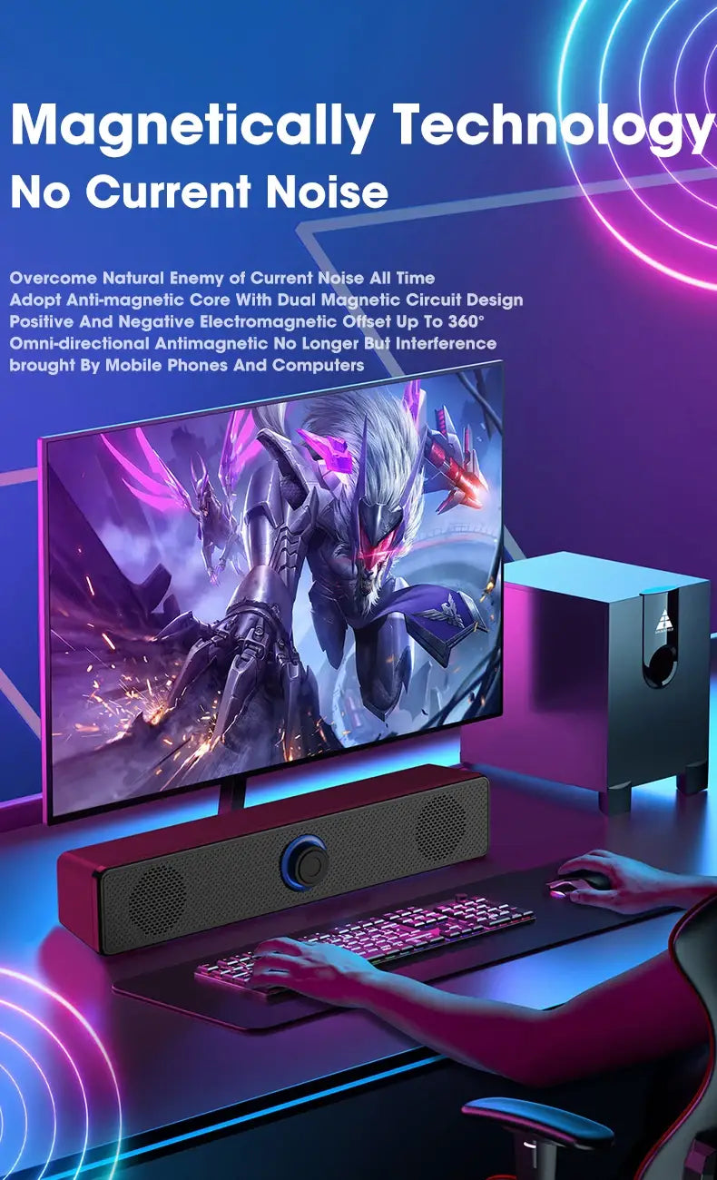 PC Soundbar Wired and Bluetooth Speaker USB Powered Soundbar for TV Pc Laptop Gaming Home Theater Surround Audio System