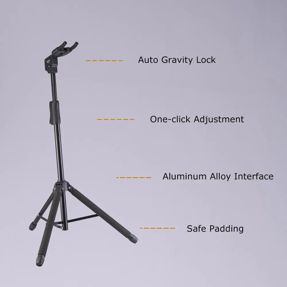 JOYO Guitto Series GGS-06 Tripod Music Stand Portable 1.2M Foldable Hanging Guitar Floor Stand for Acoustic Electric Guitar Bass