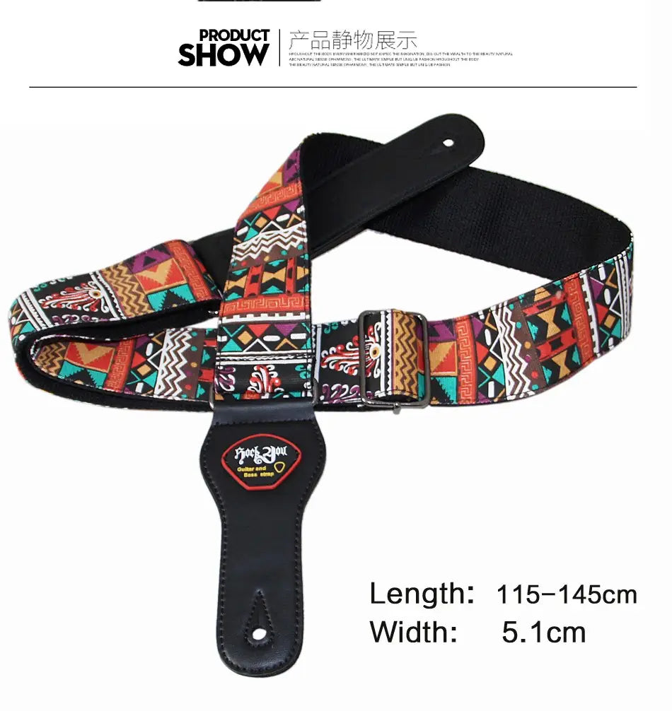 New High Quality Cotton Guitar Strap Acoustic Guitar Strap Electric Bass Guitar Strap Adjustable Length Widen 6.2 Cm