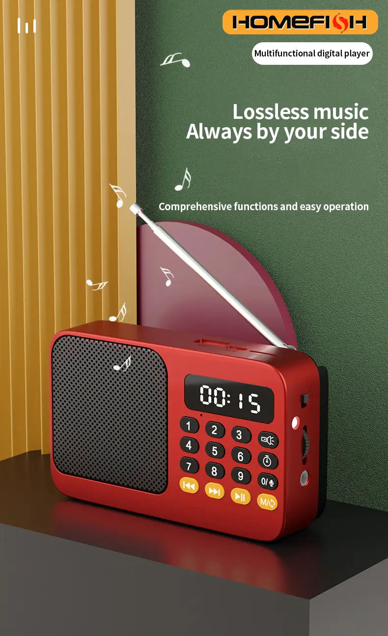 Handheld Rechargeable Digital FM USB TF MP3 Player Portable Radio Music Player Speaker Devices Supplies With LED Display Radio