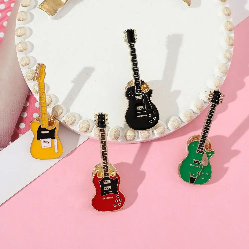 Clothing Accessories Rock Band Guitar Brooch Funny Cartoon Guitar Lapel Badge Metal Guitar Enamel Pins Denim Shirt