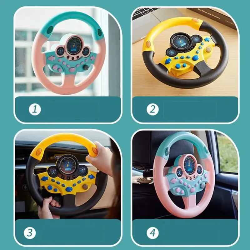 Kids Steering Wheel Toy - Backseat Pretend Play with Lights & Music - Fun Preschool Driving Simulator Gift for Toddlers