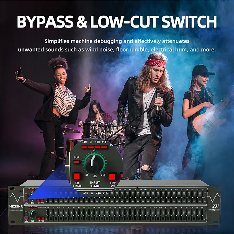 FULUODE EQ-231 Graphical equalizer 31-band stereo equalizer suitable for home audio dual-channel professional DJ equalizer