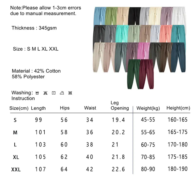 ZODF Trendy Men 345gsm Fleece Sweatpant Unisex Solid Color Loose Retro Hip Hop Winter Joggers Pants Brand Clothes HY0005
